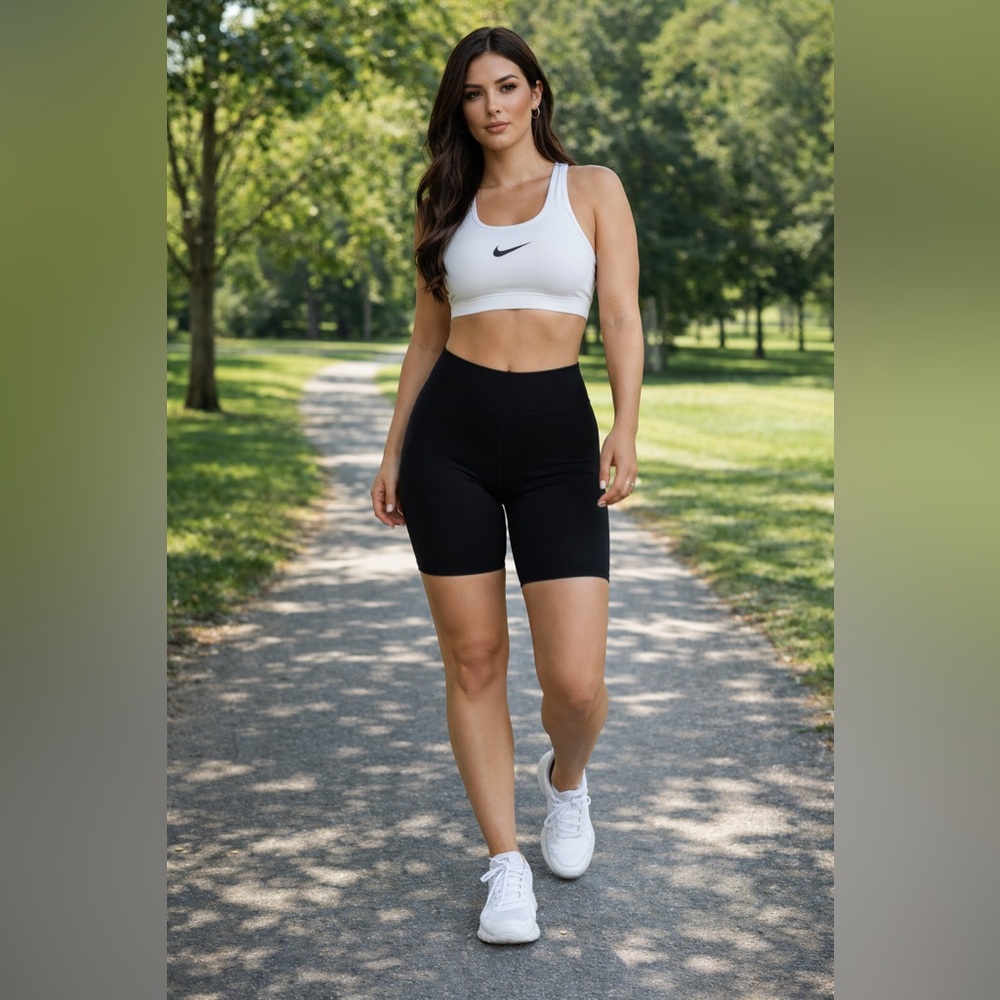 Nike White & Black Sports Bra
